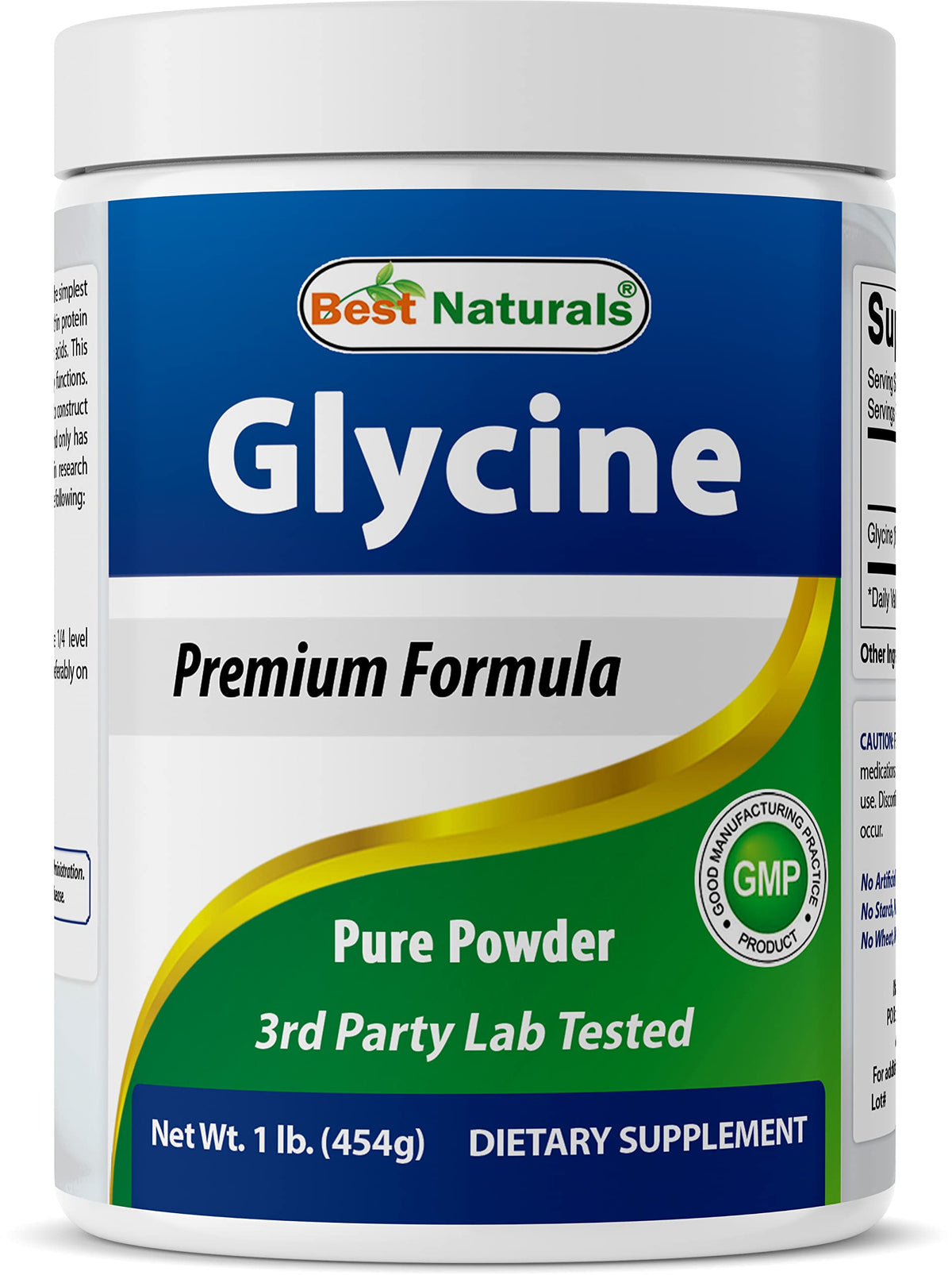 Best Naturals Glycine Powder 508g jar front view