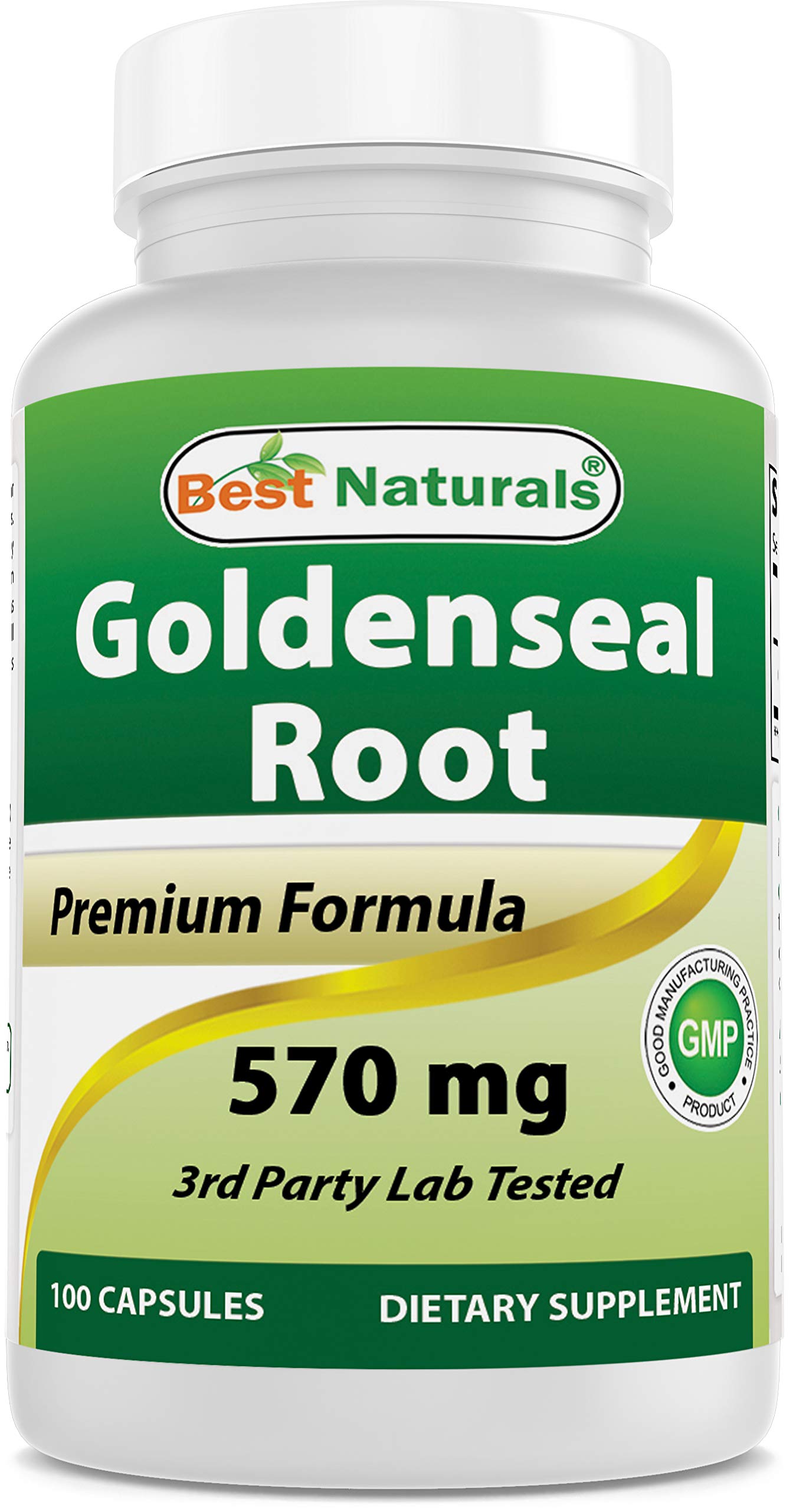Best Naturals Goldenseal Root Capsules 570mg front view