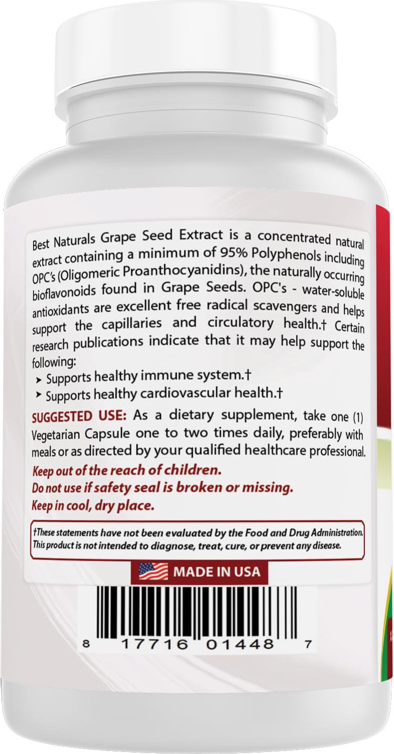 Best Naturals Grape Seed Extract 400mg bottle with capsules displayed