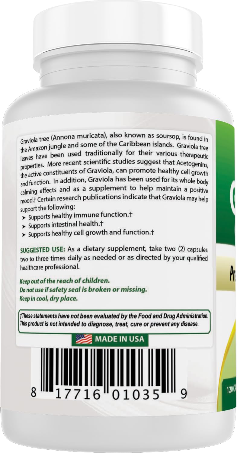 Best Naturals Graviola Capsules 600 mg on a wooden table