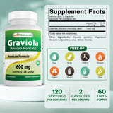Best Naturals Graviola Capsules 600 mg side view