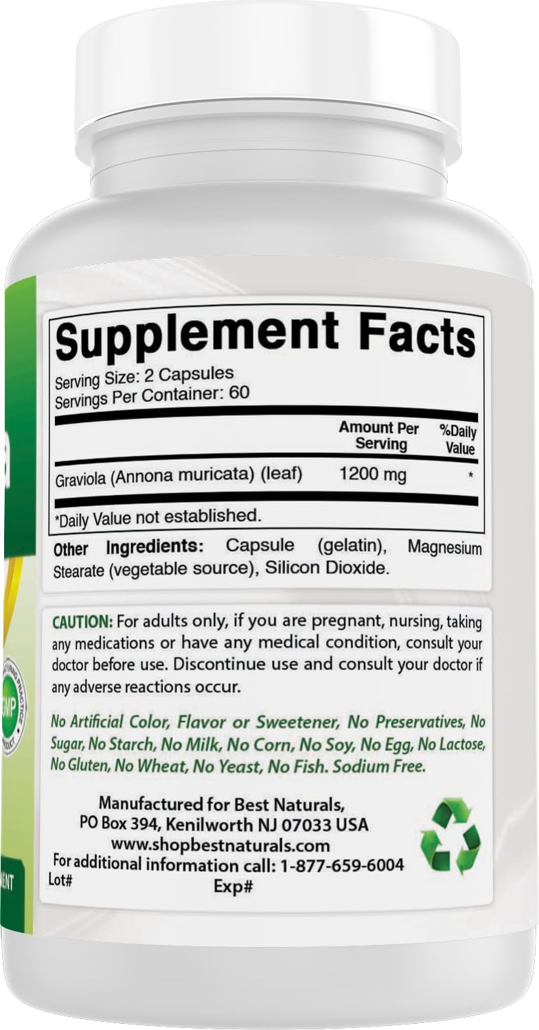 Best Naturals Graviola Capsules 600 mg with measuring spoon
