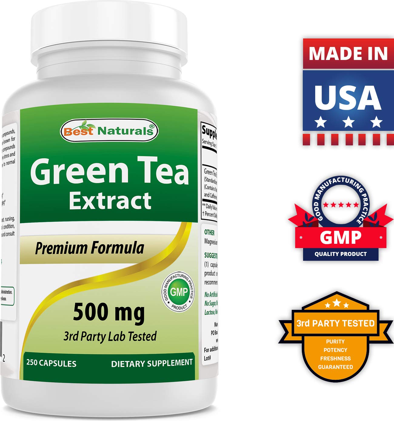 Best Naturals Green Tea Capsules with measuring spoon for dosage
