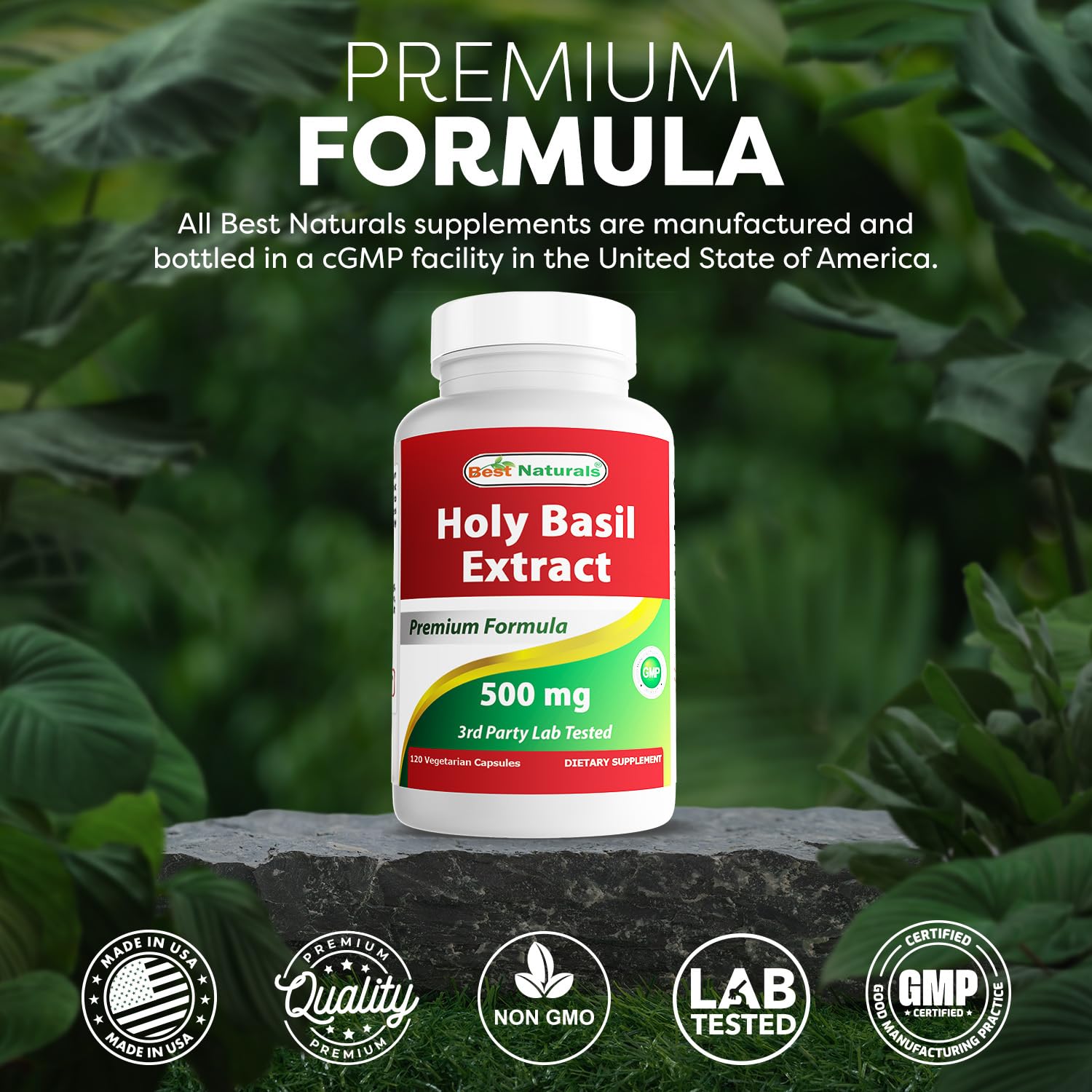 Best Naturals Holy Basil Extract 500mg label details