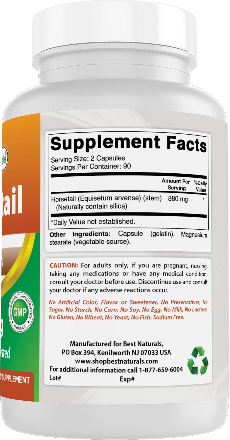 Best Naturals Horsetail Capsules 440mg packaging details