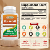 Best Naturals Horsetail Capsules 440mg side view showing label