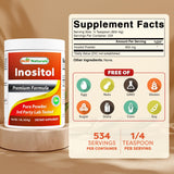 Best Naturals Inositol Powder 850 mg back view with ingredients