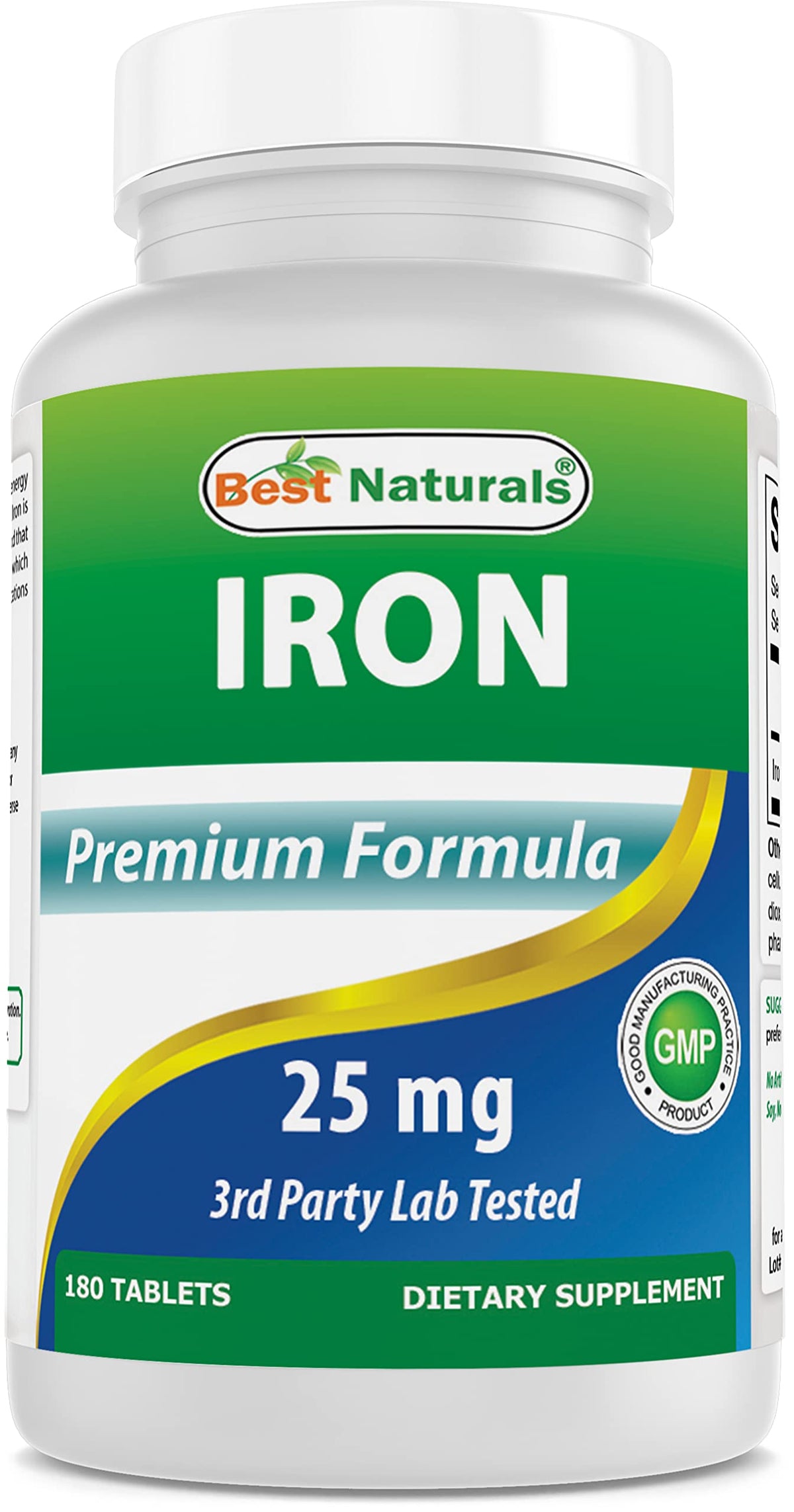Best Naturals Iron Supplement 180 Tablets front view