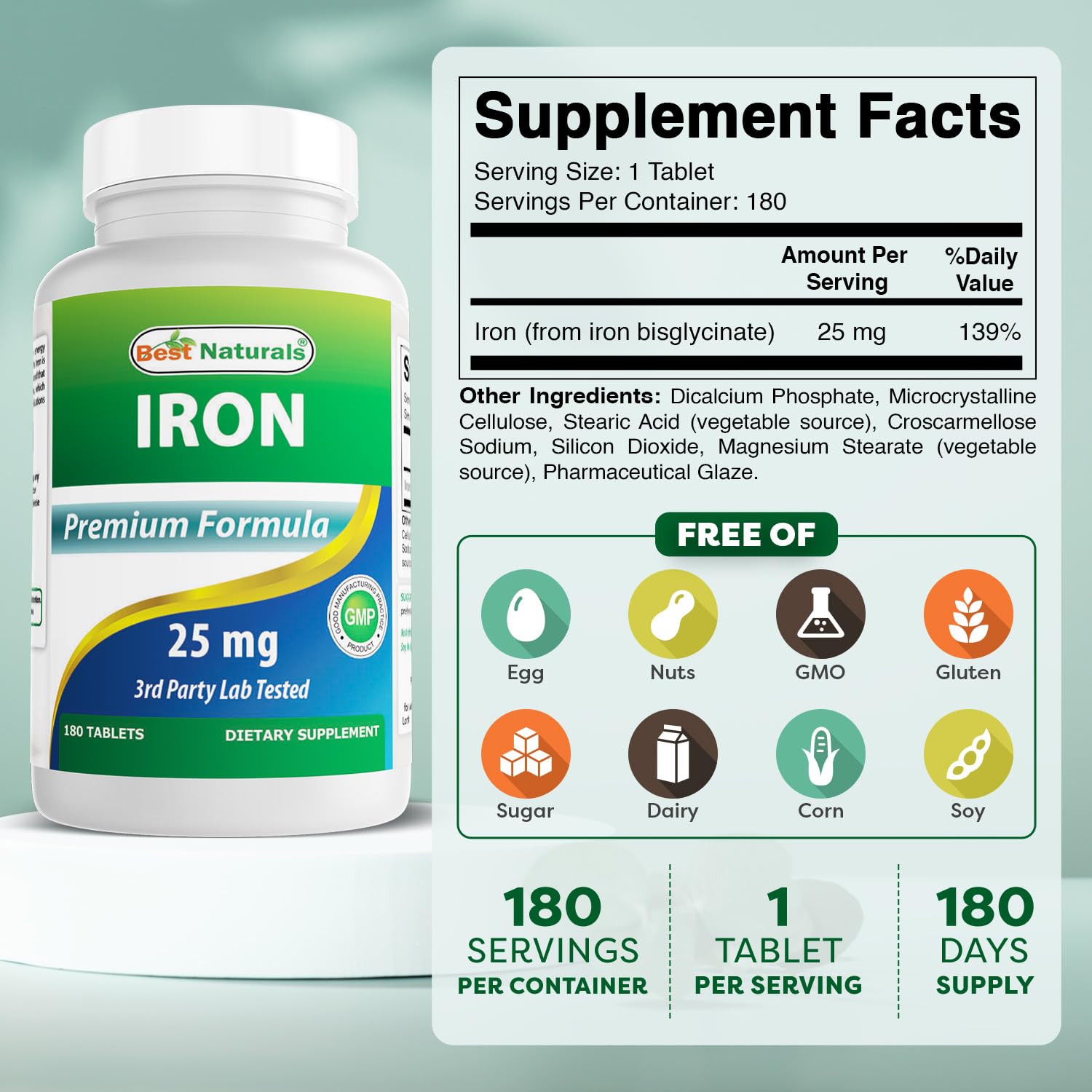 Best Naturals Iron Supplement bottle side view