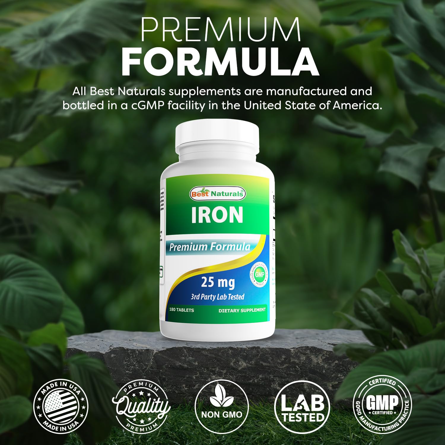 Best Naturals Iron Supplement with a measuring spoon