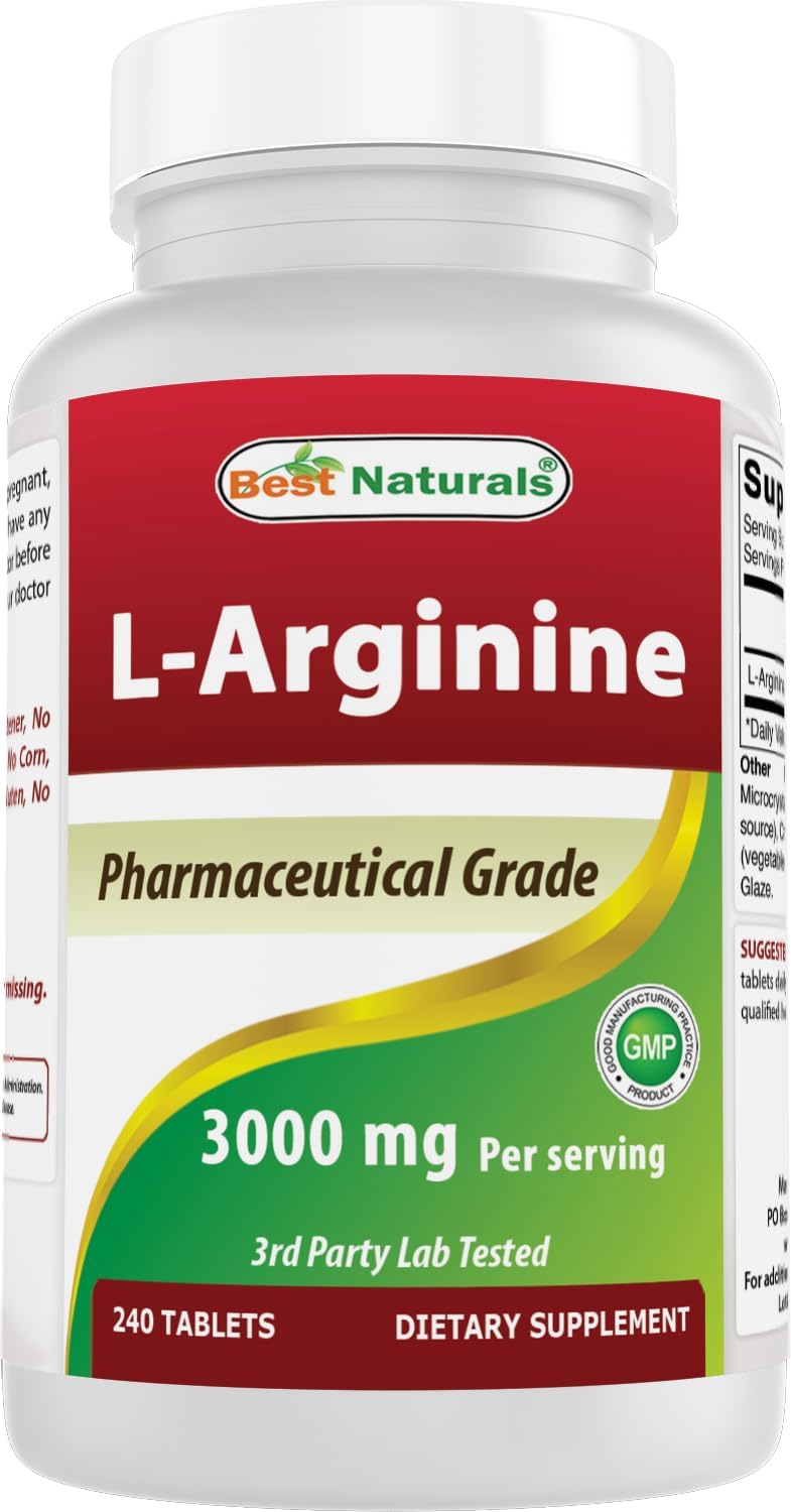 Best Naturals L-Arginine 3000mg supplement bottle front view