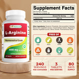 Best Naturals L-Arginine 3000mg supplement bottle side view