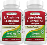 Best Naturals L-Arginine L-Citrulline Complex 1000mg 250 Tablets front view