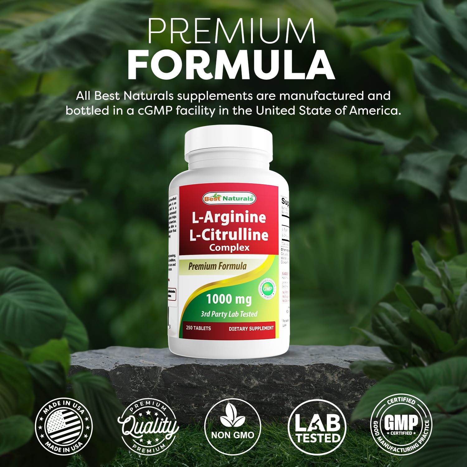 Best Naturals L-Arginine L-Citrulline Complex 1000mg label details