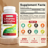 Best Naturals L-Arginine L-Citrulline Complex 250 Tablets bottle side view