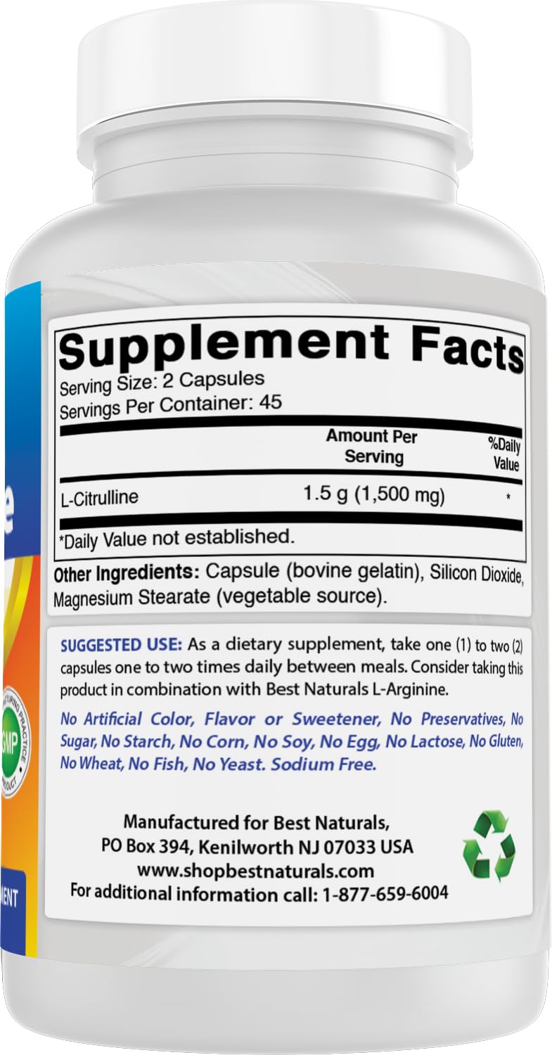 Best Naturals L-Citrulline Capsules 1500 mg ingredients list