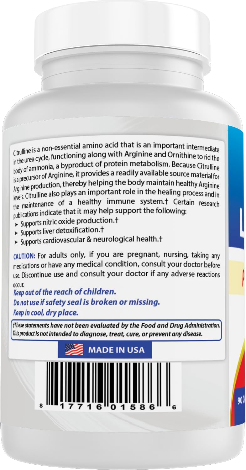Best Naturals L-Citrulline Capsules 1500 mg on a wooden table