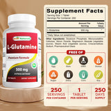 Best Naturals L-Glutamine 250 Tablets side view