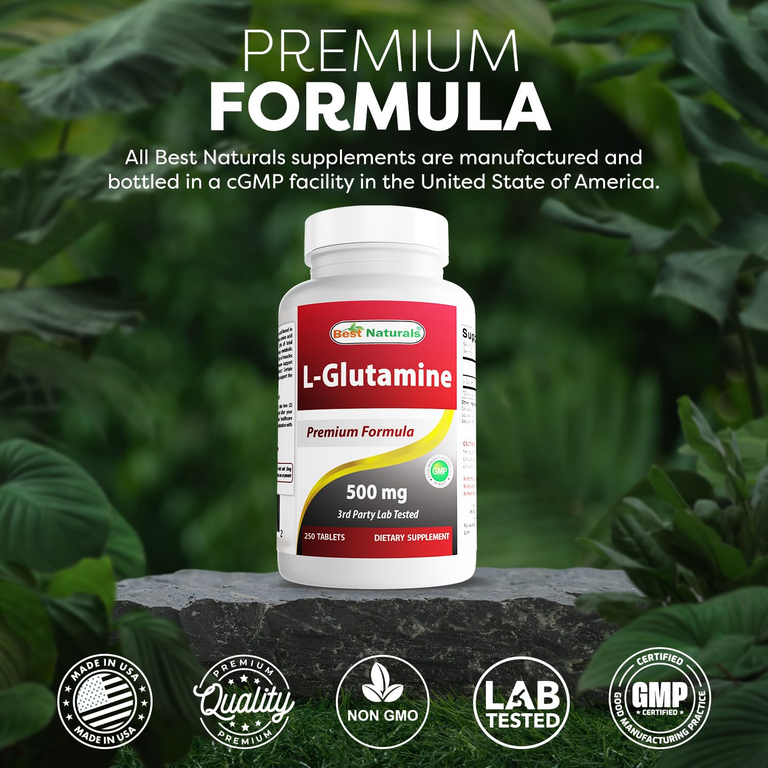 Best Naturals L-Glutamine ingredients list close-up