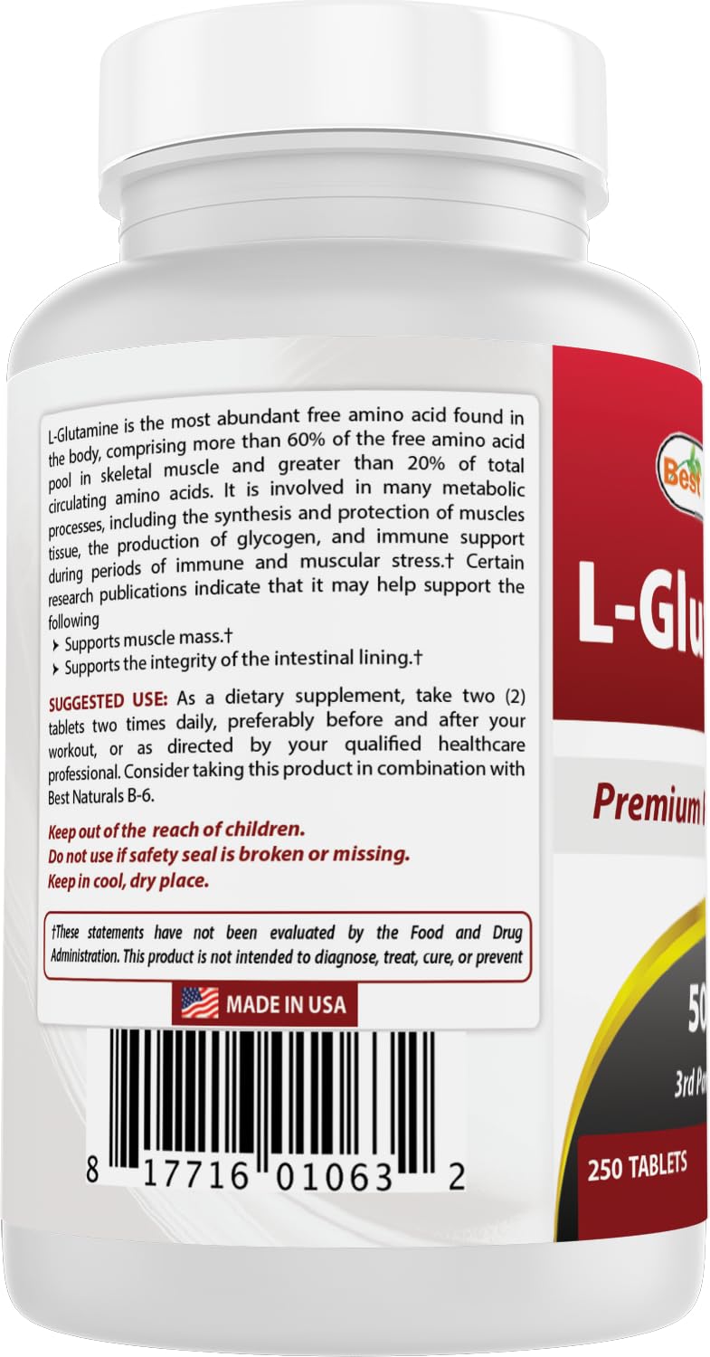 Best Naturals L-Glutamine tablets in hand