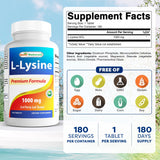 Best Naturals L-Lysine 1000 mg 180 Tablets side view