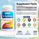 Best Naturals L-Lysine 250 Tablets bottle side view