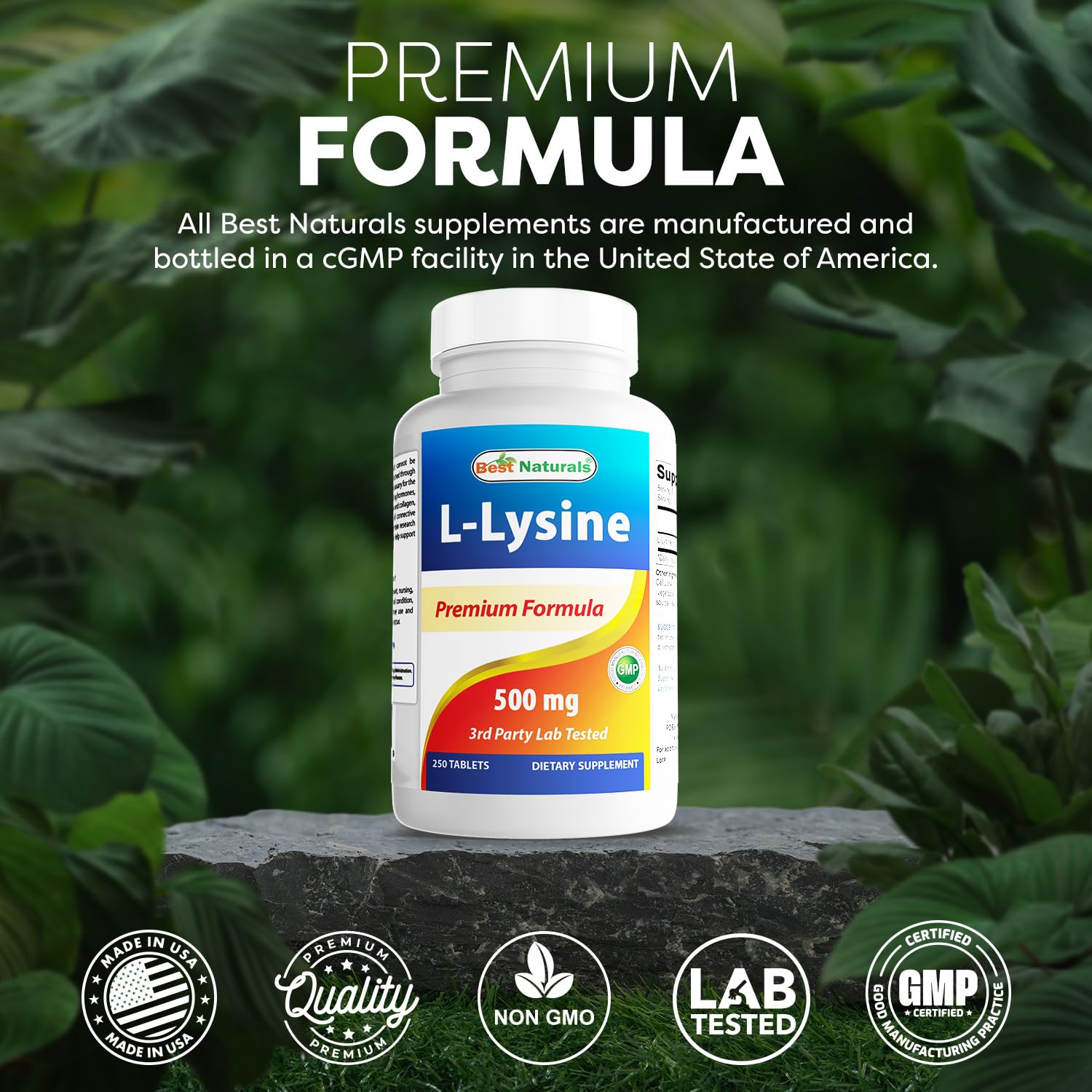 Best Naturals L-Lysine 250 Tablets nutritional information