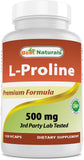 Best Naturals L-Proline 500mg Vegetarian Capsules front view