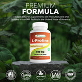 Best Naturals L-Proline capsules on a wooden table