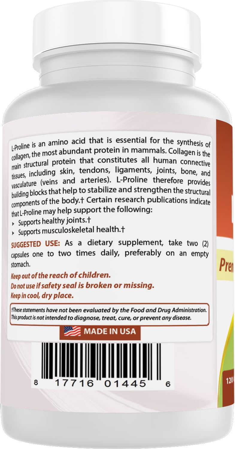 Best Naturals L-Proline capsules with measuring spoon