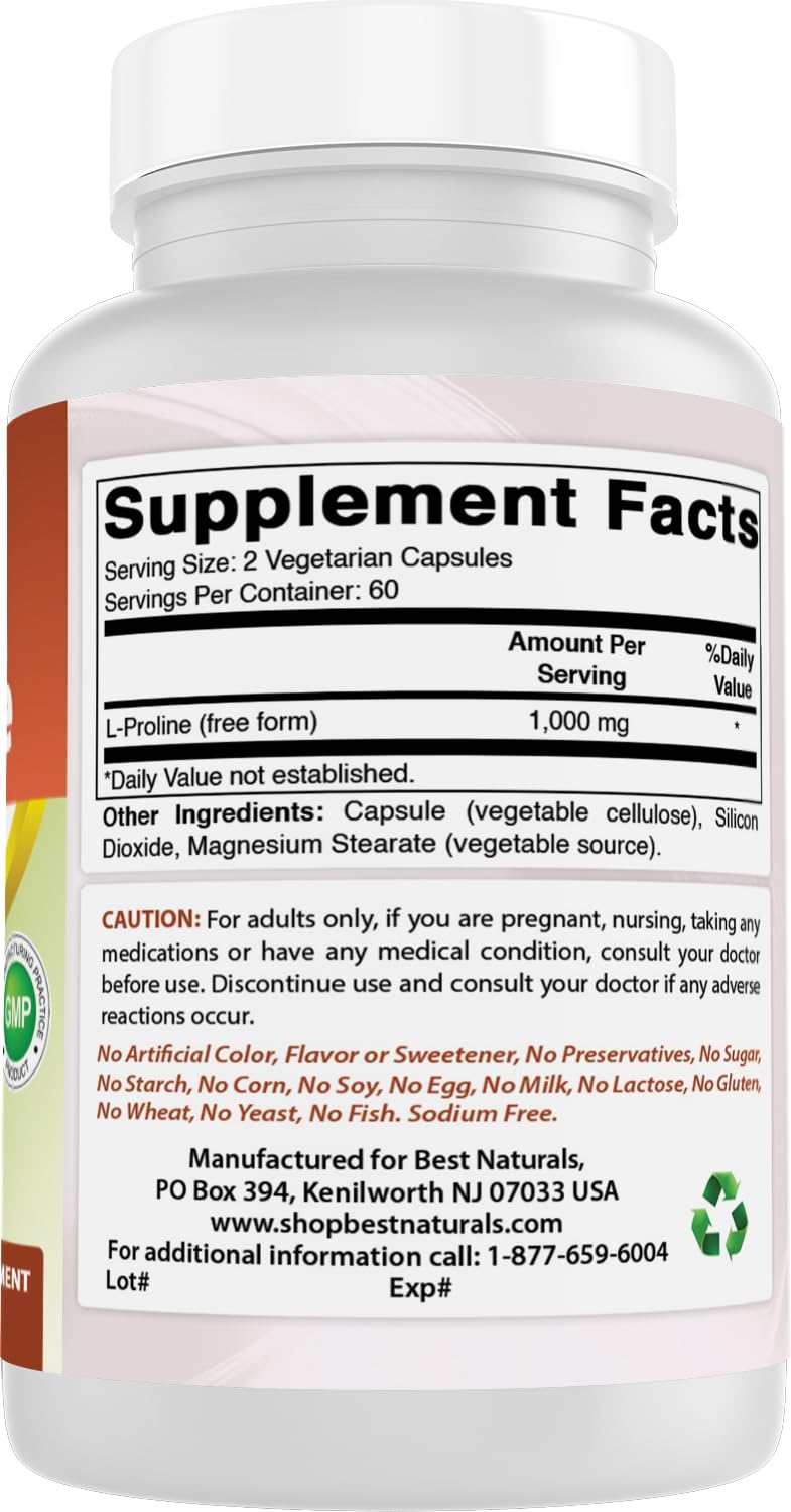 Best Naturals L-Proline supplement ingredients list