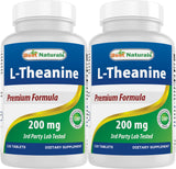 Best Naturals L-Theanine 200mg Tablets bottle front view