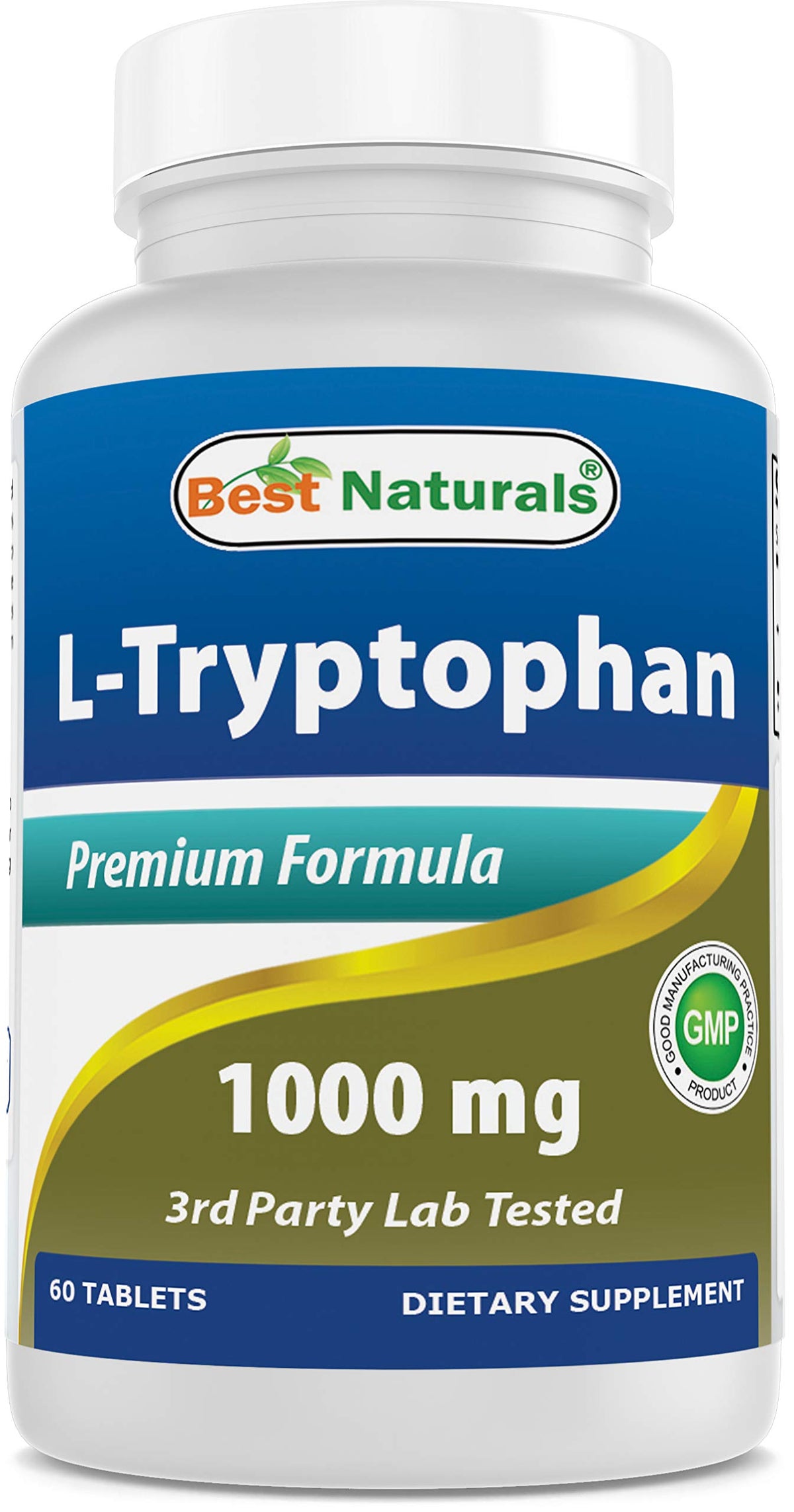Best Naturals L-Tryptophan 1000 mg 60 Tablets front view