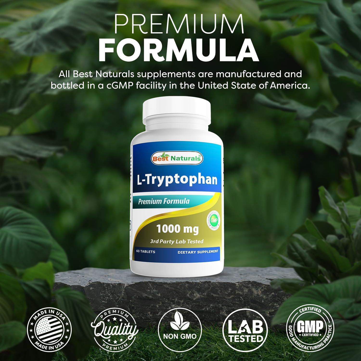 Best Naturals L-Tryptophan 1000 mg 60 Tablets ingredients list