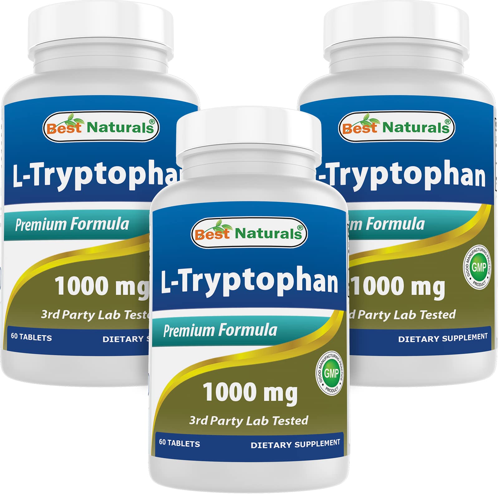 Best Naturals L-Tryptophan 1000 mg tablet front view
