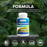 Best Naturals L-Tryptophan 1000 mg tablets on a wooden table