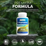 Best Naturals L-Tryptophan 500 mg 120 Capsules close-up of capsules