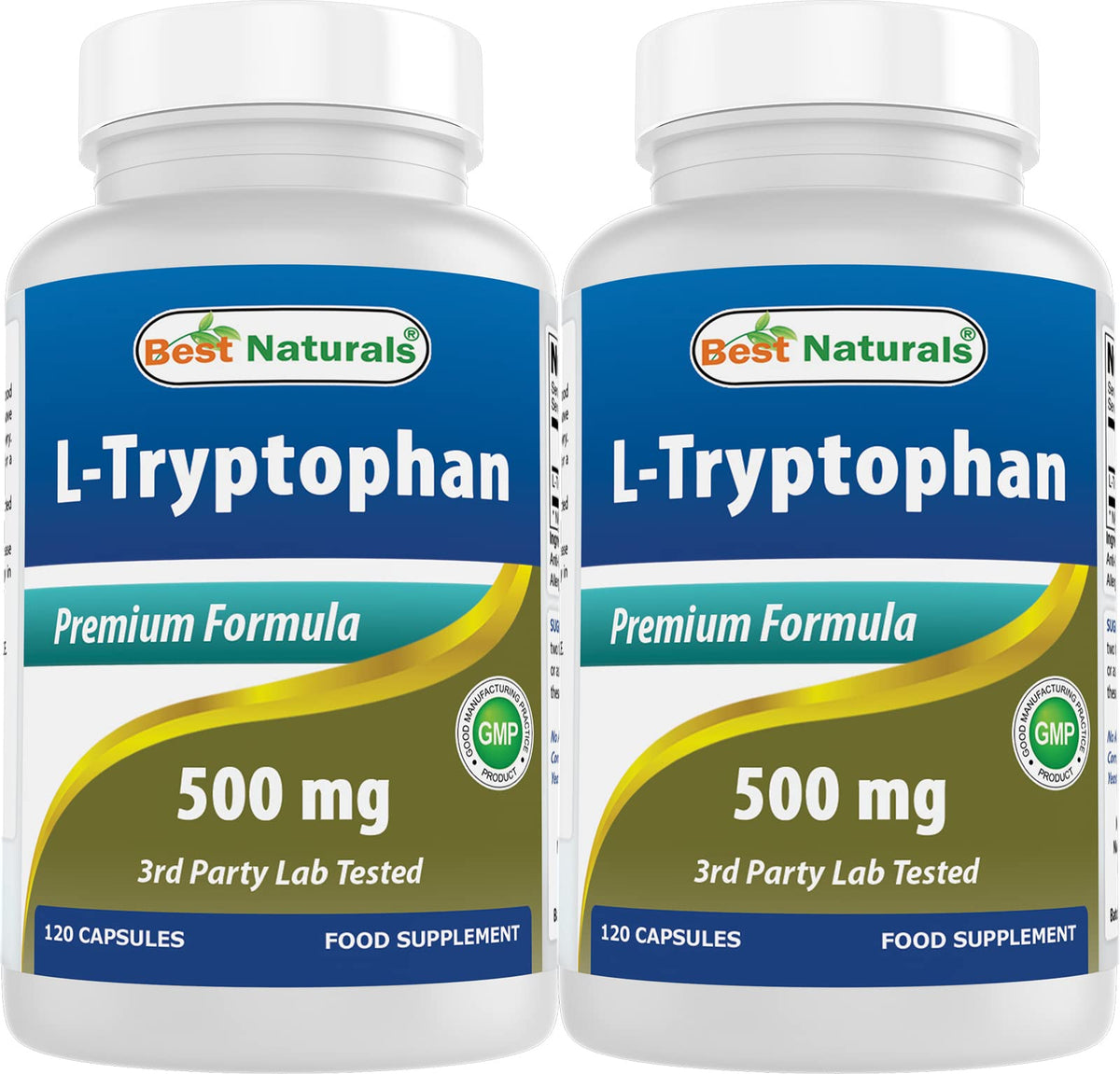 Best Naturals L-Tryptophan 500 mg 120 Capsules front view