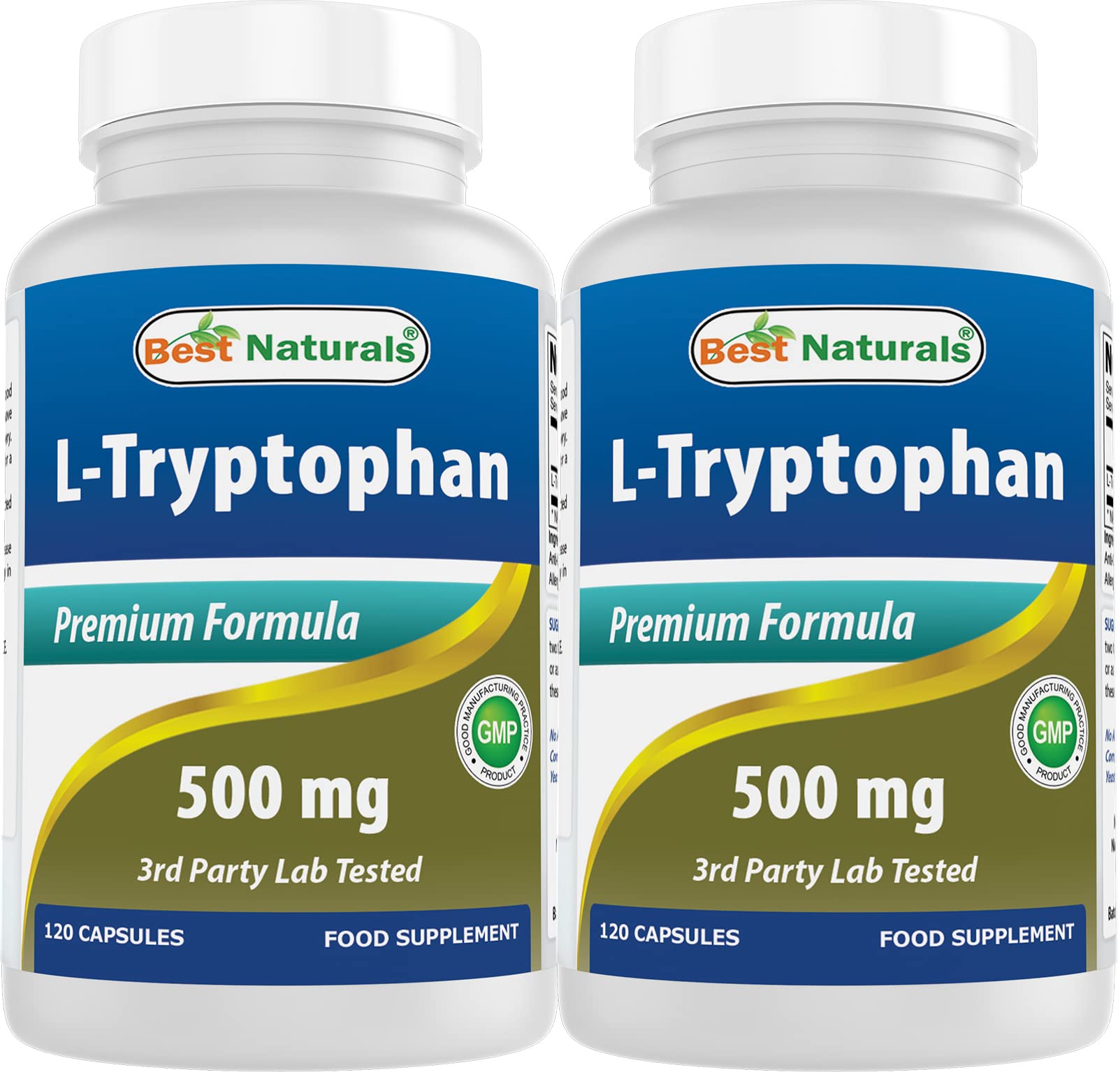 Best Naturals L-Tryptophan 500 mg 120 Capsules front view