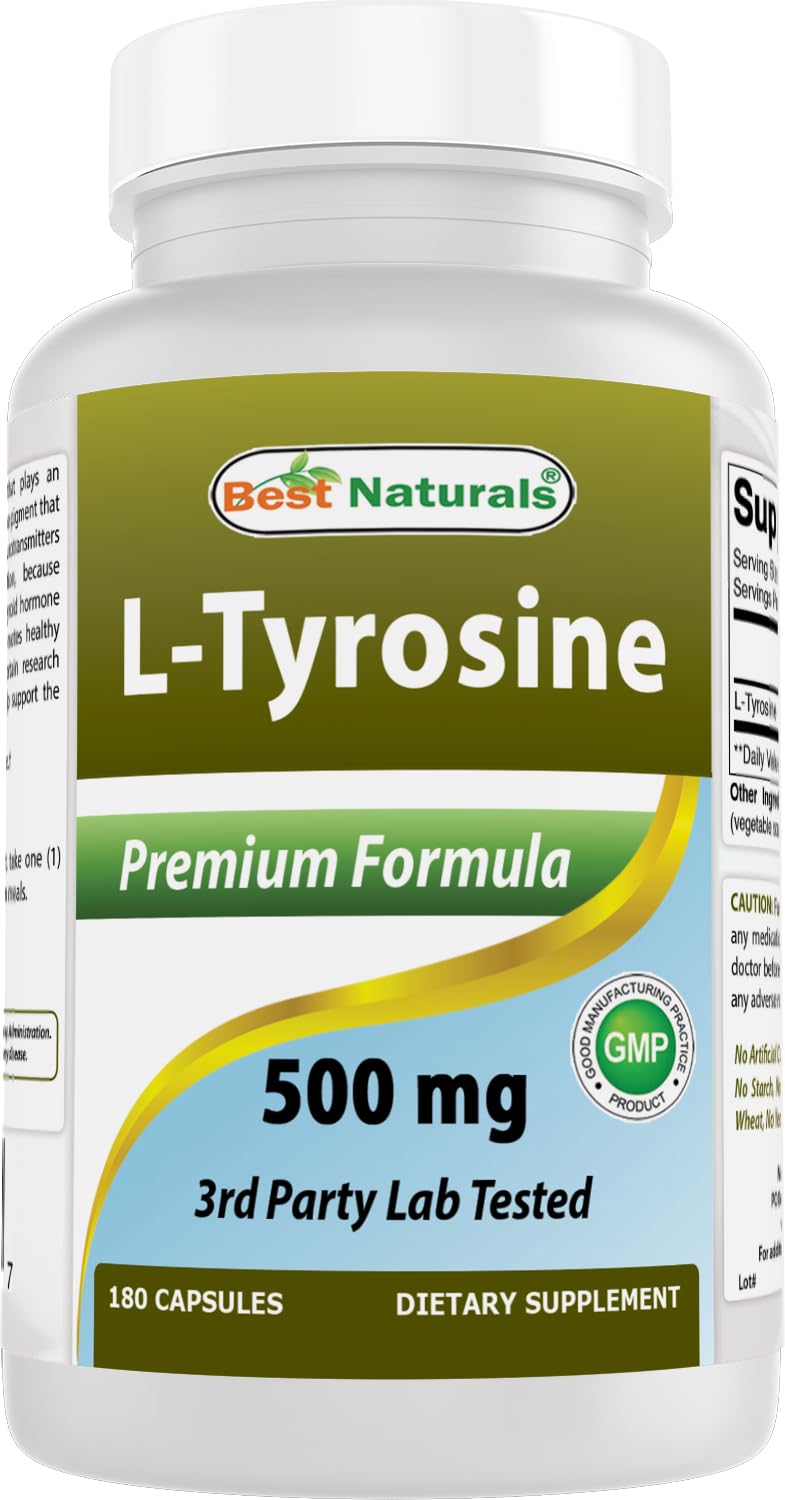 Best Naturals L-Tyrosine 500mg capsules front view