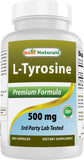 Best Naturals L-Tyrosine 500mg capsules front view