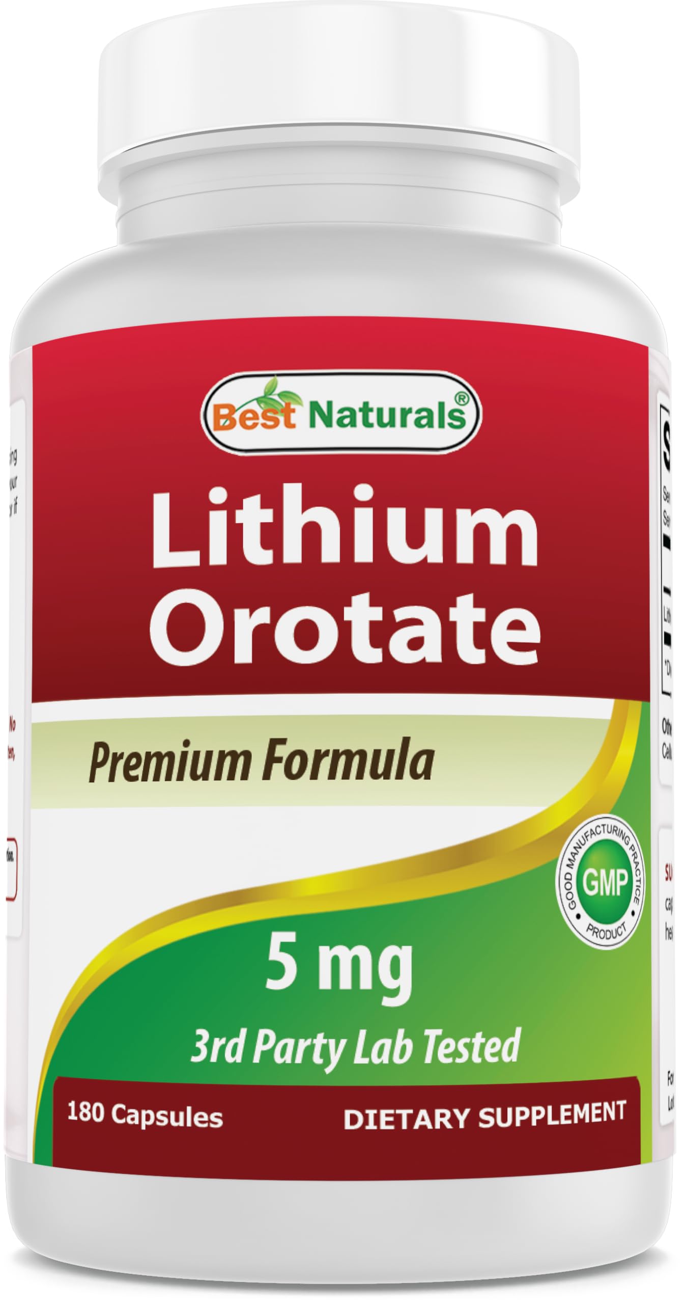 Best Naturals Lithium Orotate 180 Tablets front view