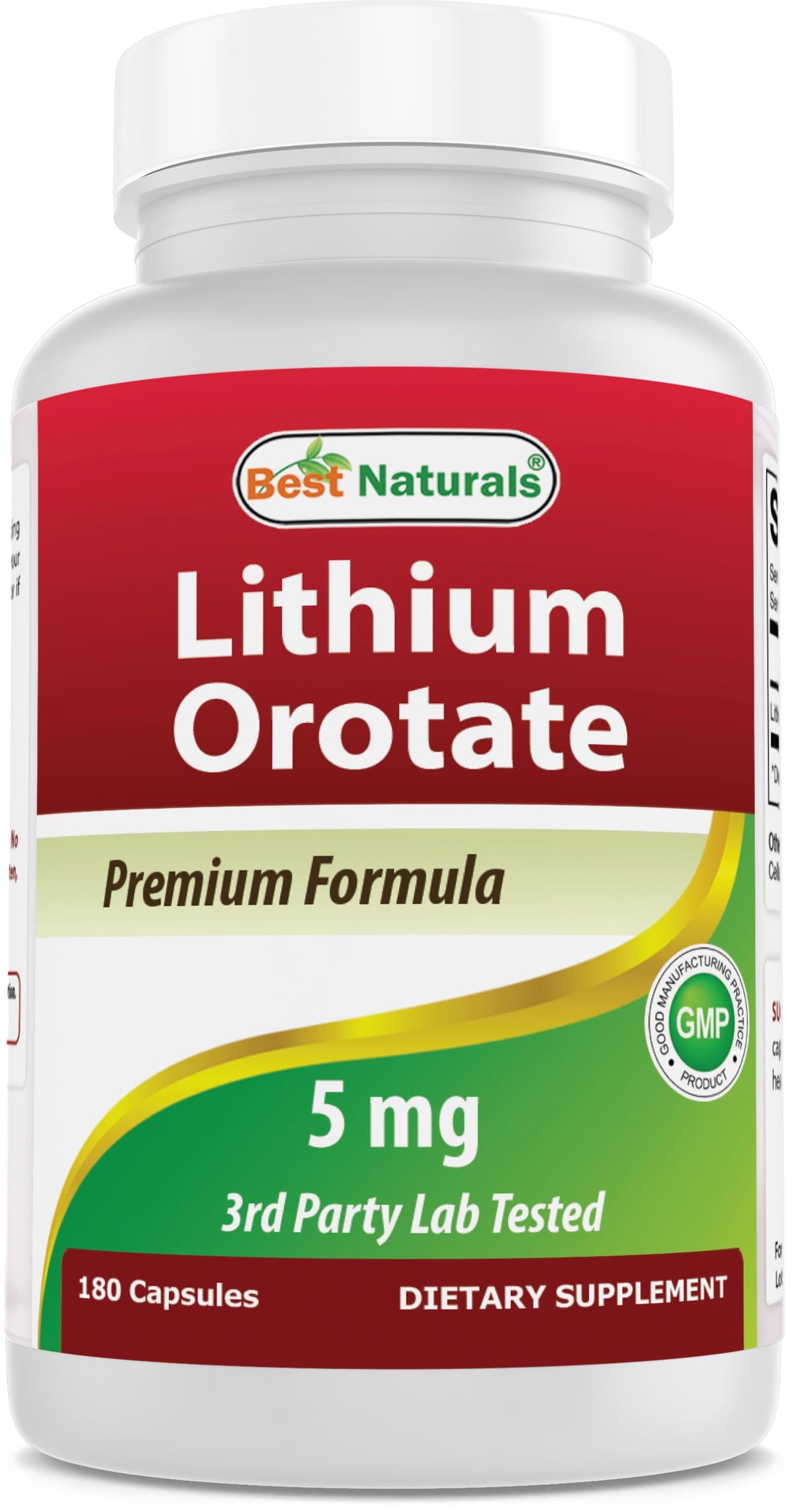 Best Naturals Lithium Orotate 180 Tablets front view