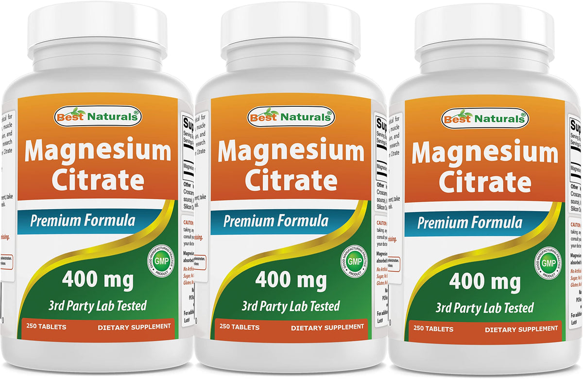 Best Naturals Magnesium Citrate 400mg supplement front view
