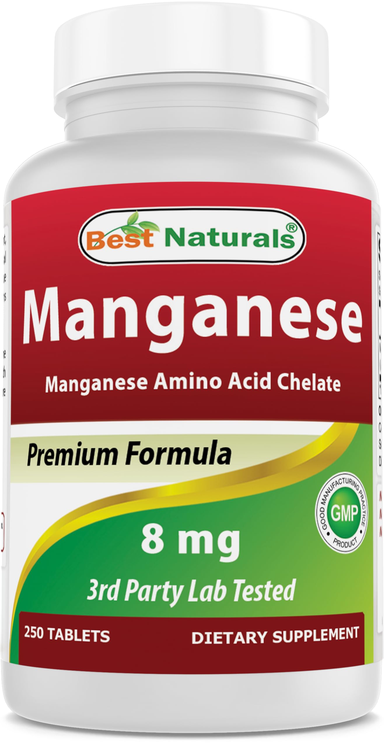 Best Naturals Manganese Supplement 8 mg bottle front view