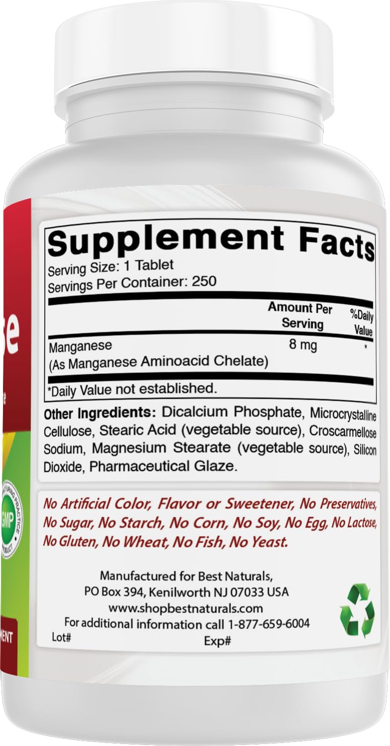 Best Naturals Manganese Supplement ingredients list