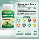 Best Naturals Mastic Gum Capsules 500mg side view