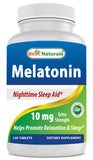 Best Naturals Melatonin 10mg Tablets front view with 120 count