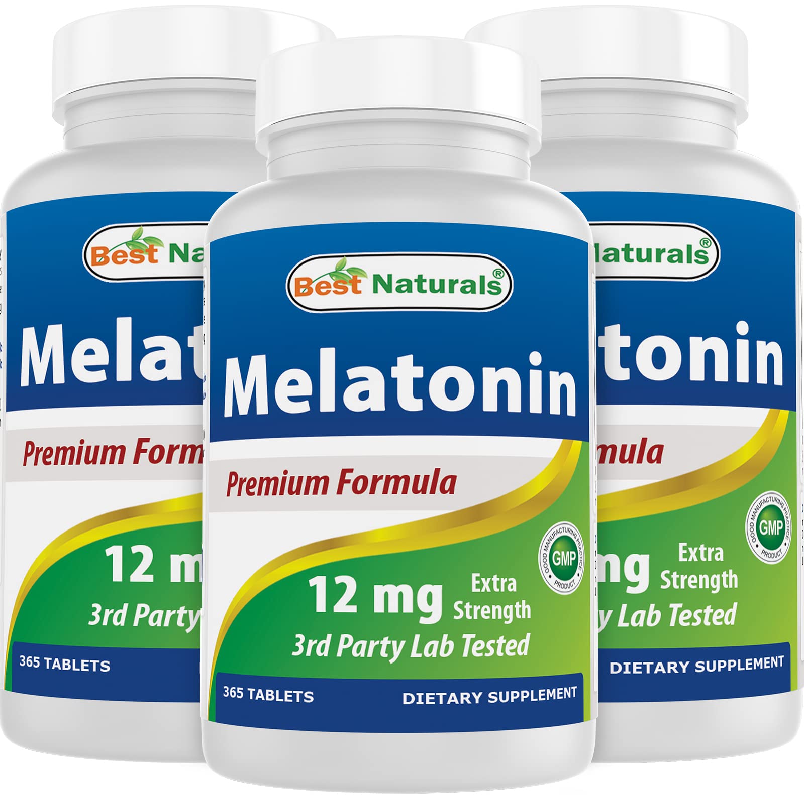 Best Naturals Melatonin 12 mg 365 tablets front view