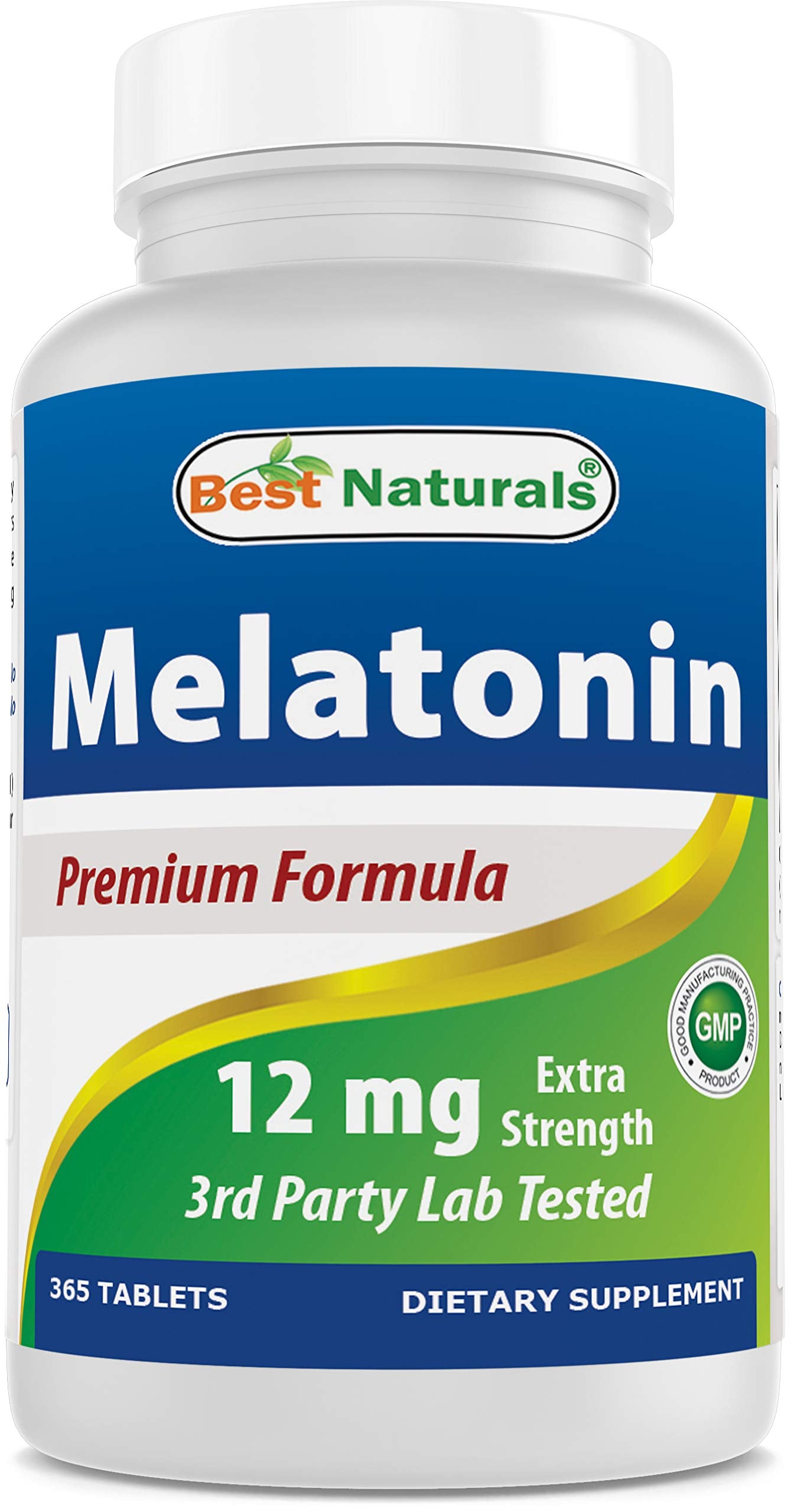 Best Naturals Melatonin 12 mg 365 tablets front view